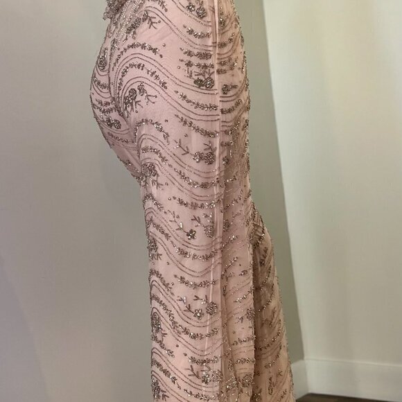 Valentino Runway Beaded Halter Jumpsuit – Blush Nude Couture Elegance – Size 6 - Picture 10 of 16